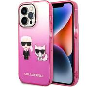 Karl Lagerfeld KLHCP14LTGKCP iPhone 14 Pro 6,1" Hardcase rose/rose gradient Ikonik Karl & Choupette Housse de protection