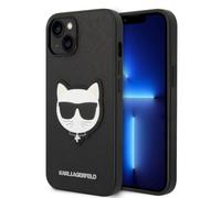 Étui Coque IPHONE 14 Plus Karl Lagerfeld Chat Simili Cuir Noir Logo