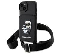 Karl Lagerfeld KLHCP14SCSAKCPMK Coque rigide pour iPhone 14 6,1" Noir Crossbody Saffiano Karl & Choupette