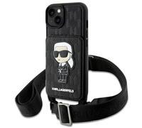 KARL LAGERFELD KLHCP14SCSAKHPKK Coque pour iPhone 14 6,1" Coque rigide Noir Saffiano Monogramme Iconique