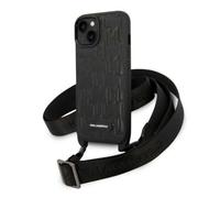 Karl Lagerfeld KLHCP14SSTMMK Coque pour iPhone 14 6.1", Noir, Noir, Rigide, Courroie avec Logo et Monogramme
