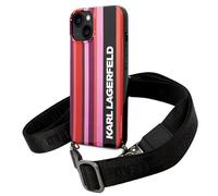 Karl Lagerfeld KLHCP14SSTSTP Coque Rigide pour iPhone 14 6,1" Rose/Rayures