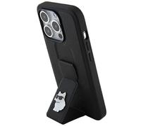 KARL LAGERFELD KLHCP14XGSACHPK Coque pour iPhone 14 Pro Max 6,7/" Noir Coque rigide Support antidérapant Saffiano Choupette Pins