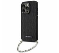 Karl Lagerfeld KLHCP14XSACKLHPK Coque pour iPhone 14 Pro Max 6,7" Coque rigide noire Saffiano Monogramme Chaîne