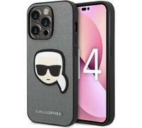 Karl Lagerfeld KLHCP14XSAPKHG iPhone 14 Pro Max 6.7" argent/argent coque rigide Saffiano Karl`s Head Patch