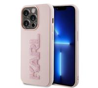 KARL LAGERFELD KLHCP15L3DMBKCP Coque pour iPhone 15 Pro 6,1" Rose Rigide 3D Caoutchouc Glitter Logo