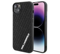 Karl Lagerfeld KLHCP15M3DMKRLK Coque pour iPhone 15 Plus 6,7" Noir Coque Rigide 3D Caoutchouc Multi Logo