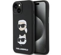 KARL LAGERFELD KLHCP15MSDHKCNK Coque pour iPhone 15 Plus 6,7" Noir Silicone Tête Karl&Choupette