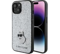Karl Lagerfeld Fixe Glitter Choupette Logo Metal Pin - Coque iPhone 15/14/13 (Argent)