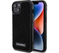 Karl Lagerfeld KLHCP15SHDSPLK étui pour iPhone 15 6.1", noir, noir, rigide, plaque métallique avec logo en strass