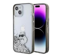 Étui Karl Lagerfeld pour iPhone 15 6.1 transparent étui rigide Liquid Glitter Choupette