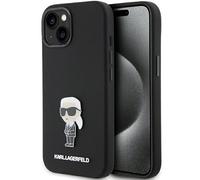 Karl Lagerfeld Coque pour iPhone 15 (6,1") KLHCP15SSMHKNPK Noir Silicone Ikonik Metal Pin