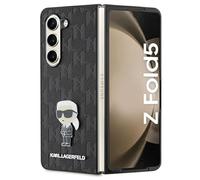 KARL LAGERFELD KLHCZFD5SAPKINPK Étui Rigide pour Z Fold5 F946 Noir Saffiano Monogramme Ikonik Pin
