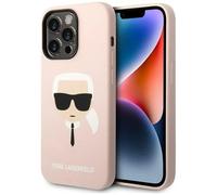 Karl Lagerfeld KLHMP14XSLKHLP iPhone 14 Pro Max 6,7" hardcase jasnoróżowy/light pink Silicone Karl`s Head Magsafe | Karl Lagerfeld