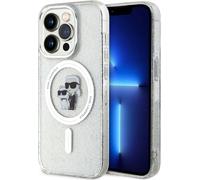 Étui Karl Lagerfeld pour iPhone 15 Pro 6.1 transparent étui rigide Karl&Choupette Glitter MagSafe