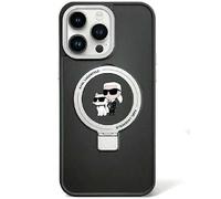 KARL LAGERFELD KLHMP15SHMRSKCK Coque pour iPhone 15 6,1" Noir Rigide Anneau Support Karl&Choupettte