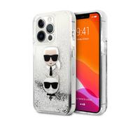 Karl Lagerfeld Liquid Glitter Karl & Choupette Casque, Argent - iPhone 13 Pro