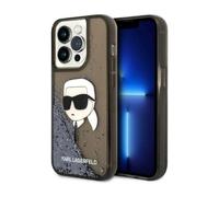 Karl Lagerfeld Liquid Glitter Karl's Head Case, Noir - iPhone 14 Pro Max