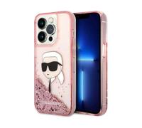 Karl Lagerfeld Liquid Glitter Karl's Head Case, Rose - iPhone 14 Pro Max