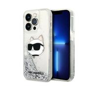 Karl Lagerfeld Liquid Glitter NFT Choupette Head - Coque iPhone 14 Pro Max (argent)