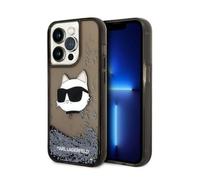 Karl Lagerfeld Liquid Glitter NFT Choupette Head - Coque iPhone 14 Pro Max (noir)