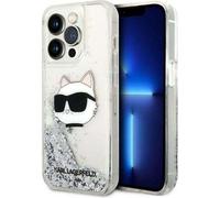 Karl Lagerfeld Liquid Glitter NFT Choupette Head - Étui pour iPhone 14 Pro (argent)