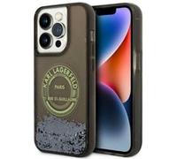 Karl Lagerfeld Liquid Glitter Round RSG Logo Case - Coque pour iPhone 14 Pro (Noir) Noir G