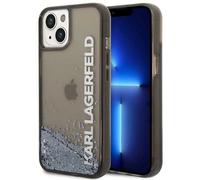 Karl Lagerfeld Liquid Glitter Translucent Elongated Logo Case - Coque pour iPhone 14 Plus (noir)
