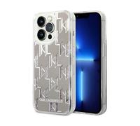 Karl Lagerfeld Monogram Liquid Glitter Case, Argent - iPhone 14 Pro