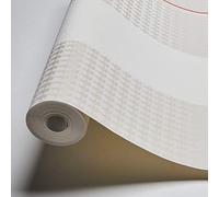 Karl Lagerfeld Papier Peint À Rayures Ribbon A.S. Création Papier peint intissé 10.05 m x 0.53 m Gris Rouge Blanc Fabriqué en Allemagne 378483 37848-3