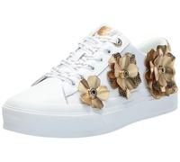 Karl Lagerfeld Paris Georgia Baskets à Lacets pour Femme, Blanc Brillant/doré, 8.5