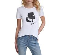 Karl Lagerfeld Paris Karl Silhouette Tee T-Shirt, Blanc Clair, XXS Femme