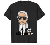 Karl-Lagerfeld Paris Men ' s Reflective-Karl-Chacracter Gift Tee Round Neck Unisex Tops Men's 100% Cotton Short-Sleeve T-Shirts XXXL