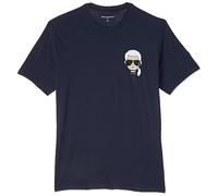 Karl Lagerfeld Paris Mens Classic Character Short Sleeve Crew Neck T-Shirt, Navy, Medium US