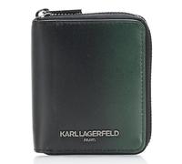 Karl Lagerfeld Paris Portefeuille zippé en cuir pour homme, vert olive, One Size, Portefeuille zippé en cuir véritable