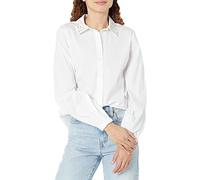 KARL LAGERFELD Poplin Long Sleeve Stripe Everyday Fashion Sport Blouse, Blanc/Jardin Opulent, M Femme