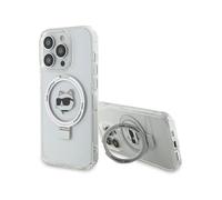 KARL LAGERFELD KLHMP15XHMRSCHH Coque pour iPhone 15 Pro Max 6,7" Blanc Rigide Anneau Support Choupette Tête