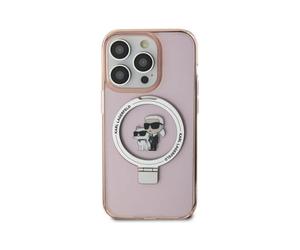 Karl Lagerfeld Présentoir pour bagues Karl & Choupette MagSafe Hardcase KLHMP15SHMRSKCP, Rose - iPhone 15