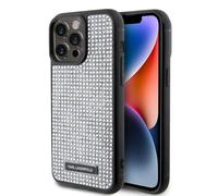 Karl Lagerfeld Rhinestone Plate Metal Logo Case pour iPhone 15 Pro argent Housse de protection