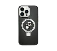 KARL LAGERFELD KLHMP15SHMRSKCK Coque pour iPhone 15 6,1" Noir Rigide Anneau Support Karl&Choupettte