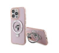 CG MOBILE Karl Lagerfeld Magfit Ringstand Coque pour iPhone 15 Pro Max (Rose)