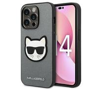 Karl Lagerfeld Saffiano Choupette Head Patch Case - Étui pour iPhone 14 Pro (argent)