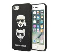 Karl Lagerfeld Saffiano Karl & Choupette Heads - Coque iPhone SE 2022 / SE 2020/8 / 7 (Noir)