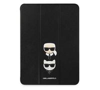 Karl Lagerfeld Saffiano Karl & Choupette Heads - Étui pour iPad Pro 12.9" 2021 (noir)