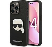 Karl Lagerfeld Saffiano Karl Head Patch Case - Housse pour iPhone 14 Pro (noir)
