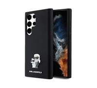 Karl Lagerfeld Silicone Karl & Choupette Metal Pin Case, Noir - Galaxy S24 Ultra