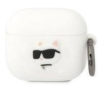 Karl Lagerfeld KLA3RUNCHH Housse pour Airpods 3 Blanc Silicone Choupette Head 3D