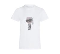 Karl Lagerfeld T-shirt 'Ikon' beige / noir / argent / blanc, Taille XS