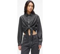 Karl Lagerfeld Washed Black Klj Denim Wrap Blouse Taille: S | Chemises à boutons Outlet | Femme | Le Noir
