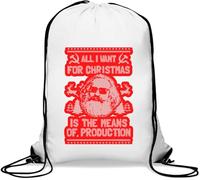 Karl Marx Sac de gym décontracté avec cordon de serrage Inscription All I Want for Christmas is The Means of Production Blanc